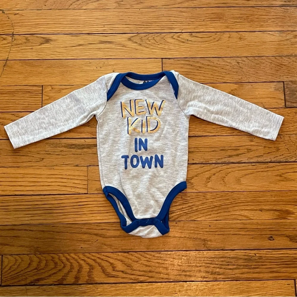 Swiggles Blue and Gray Bodysuit with Playful Text